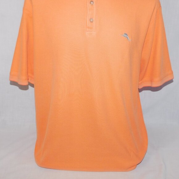Tommy Bahama Mens L Light Orange Pique knit Short Sleeve Polo Shirt - Picture 6 of 9